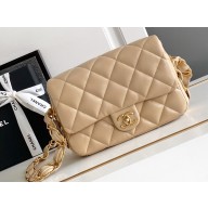 Chanel 24K Lambskin & Gold-Tone Metal Flap Bag Beige 2024