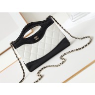 Chanel Shiny Lambskin & Gold-Tone Metal CHANEL 31 Nano Shopping Bag AP3656 White/Black 2024