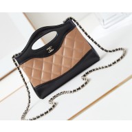 Chanel Shiny Lambskin & Gold-Tone Metal CHANEL 31 Nano Shopping Bag AP3656 Beige/Black 2024