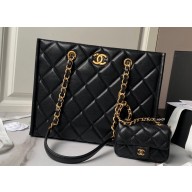 Chanel Grained Calfskin & Gold-Tone Metal Small Tote Bag AS4940 Black 2024
