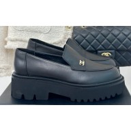 Chanel Calfskin Platform Moccasins Black 2024