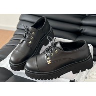 Chanel Calfskin Lace-up Moccasins Black 2024