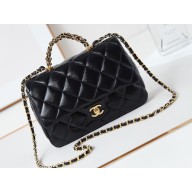 Chanel Shiny Lambskin & Gold-Tone Metal Mini Flap Bag with Top Handle AS5043 Black 2024