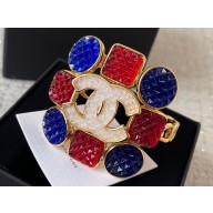 Chanel Metal & Glass Cuff Bracelet ABD833 Gold, White, Blue & Red 2024