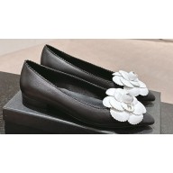 Chanel Camellia Leather/Grosgrain Ballet Flats Black 2024