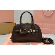 Miu Miu Aventure nappa leather top-handle bag 5BB169 Briarwood 2024