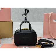 Miu Miu Leather micro bag 5NR036 Black 2024