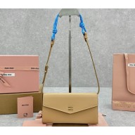 Miu Miu Leather wallet with leather and cord shoulder strap 5MT025 Beige 2024