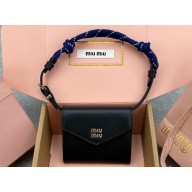 Miu Miu Leather wallet with leather and cord shoulder strap 5MT024 Black 2024