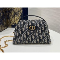Dior Small Top Handle Bag in Blue Dior Oblique Canvas 2023
