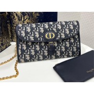 Dior Bobby East-West Pouch with Chain in Blue Oblique Jacquard 2023