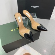 Alaia Heart Heel Mules 10.5cm in PVC and Patent Leather black 2023 