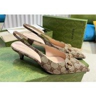 Gucci Women's GG canvas slingback pump 782407 beige 2024