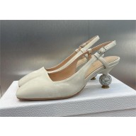 Dior heel 5.5CM LA CIGALE Slingback Pump IN WHITE VELVET 2024