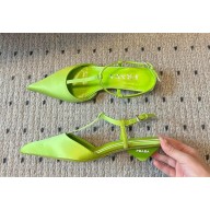 Prada Heel 3.5cm Satin slingback pumps GREEN Spring 2024