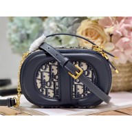 dior Blue Dior Oblique Jacquard CD Signature Oval Camera Bag 2023