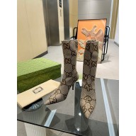 Gucci Heel 8cm Jumbo GG Canvas Ankle Boots 2022
