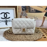 CHANEL Lambskin, Enamel & Gold-Tone Metal MINI FLAP BAG AS3737 white 2022