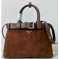 Prada Medium Buckle suede bag with belt 1BA434 2024