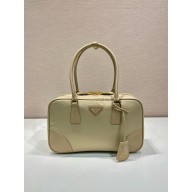 Prada Re-Edition 1978 medium Re-Nylon and Saffiano leather two-handle bag 1BB115 beige 2024