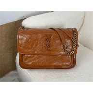 Saint Laurent Niki medium Bag LIGHT CARAMEL in vintage leather with silver hardware(original quality)