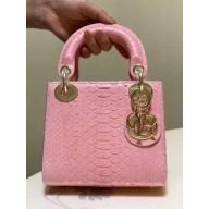 Lady Dior Python Mini Bag pink with gold hardware