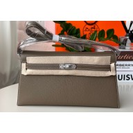 Hermes Kelly Elan Bag In Original Mysore Leather Elephant Gray 2023(Full Handmade)