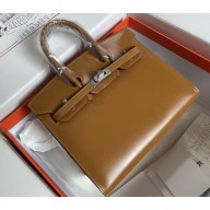 Hermes Birkin 25/30 In Original Box Leather Brown with Gold/Silver Hardware (Full Handmade)