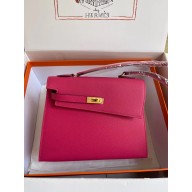 hermes The Kelly En Desordre In rose shocking Epsom Leather With Gold Hardware
