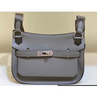 Hermes mini jypsiere bag in swift leather Gray with Silver Hardware (original quality+handmade)