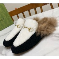 Gucci Wool Fur 2015 Re-Edition women's Princetown Slipper with Horsebit -03-1108-2024