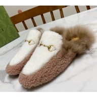 Gucci Wool Fur 2015 Re-Edition women's Princetown Slipper with Horsebit -04-1108-2024