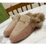 Gucci Wool Fur 2015 Re-Edition women's Princetown Slipper with Horsebit -07-1108-2024