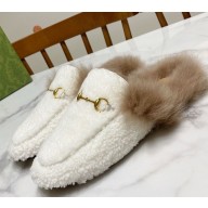 Gucci Wool Fur 2015 Re-Edition women's Princetown Slipper with Horsebit -08-1108-2024
