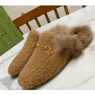 Gucci Wool Fur 2015 Re-Edition women's Princetown Slipper with Horsebit -10-1108-2024