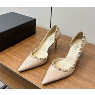 Valentino Patent  Rockstud Pumps Beige heel 9.5cm 1108-2024