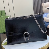 Gucci Dionysus large shoulder bag IN BLACK patent leather 795003 2024