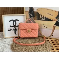 chanel Grained Calfskin & Gold-Tone Metal Small Vanity Case AS3729 pink 2022