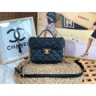 chanel Grained Calfskin & Gold-Tone Metal Small Vanity Case AS3729 black 2022
