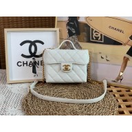 chanel Grained Calfskin & Gold-Tone Metal Small Vanity Case AS3729 white 2022
