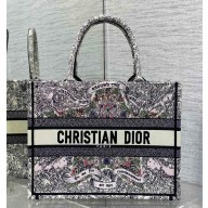 Dior Medium Book Tote bag in Latte Embroidery with Multicolor Dior Around the World Motif 2025