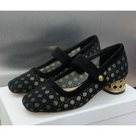 Dior Icon Pump Transparent Mesh Embroidered with Black Cannage Motif and Suede Goatskin heel 3.5cm 1111-2024