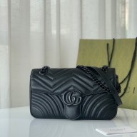 gucci GG Marmont small shoulder bag black brass hardware 443497