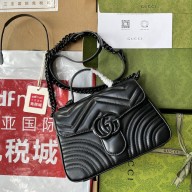 gucci GG Marmont mini top handle bag black brass hardware 702563