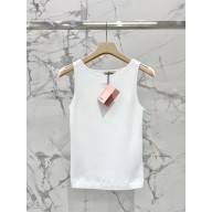 MIU MIU RIBBED KNIT WOOL TANK TOP WHITE 2024