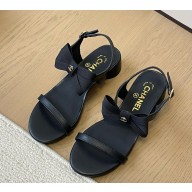 Chanel Lambskin sandals with bow Black heel 3cm 2025