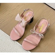 Chanel Lambskin sandals with bow pink heel 5cm 2025