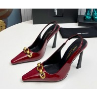 Saint Laurent Heel 11cm Severine slingback Pumps Patent Red 2024