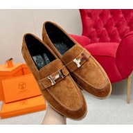 Hermes women's Faubourg loafers in suede calfskin 0206-2024