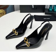 Saint Laurent Heel 11cm Severine slingback Pumps Patent black 2024
